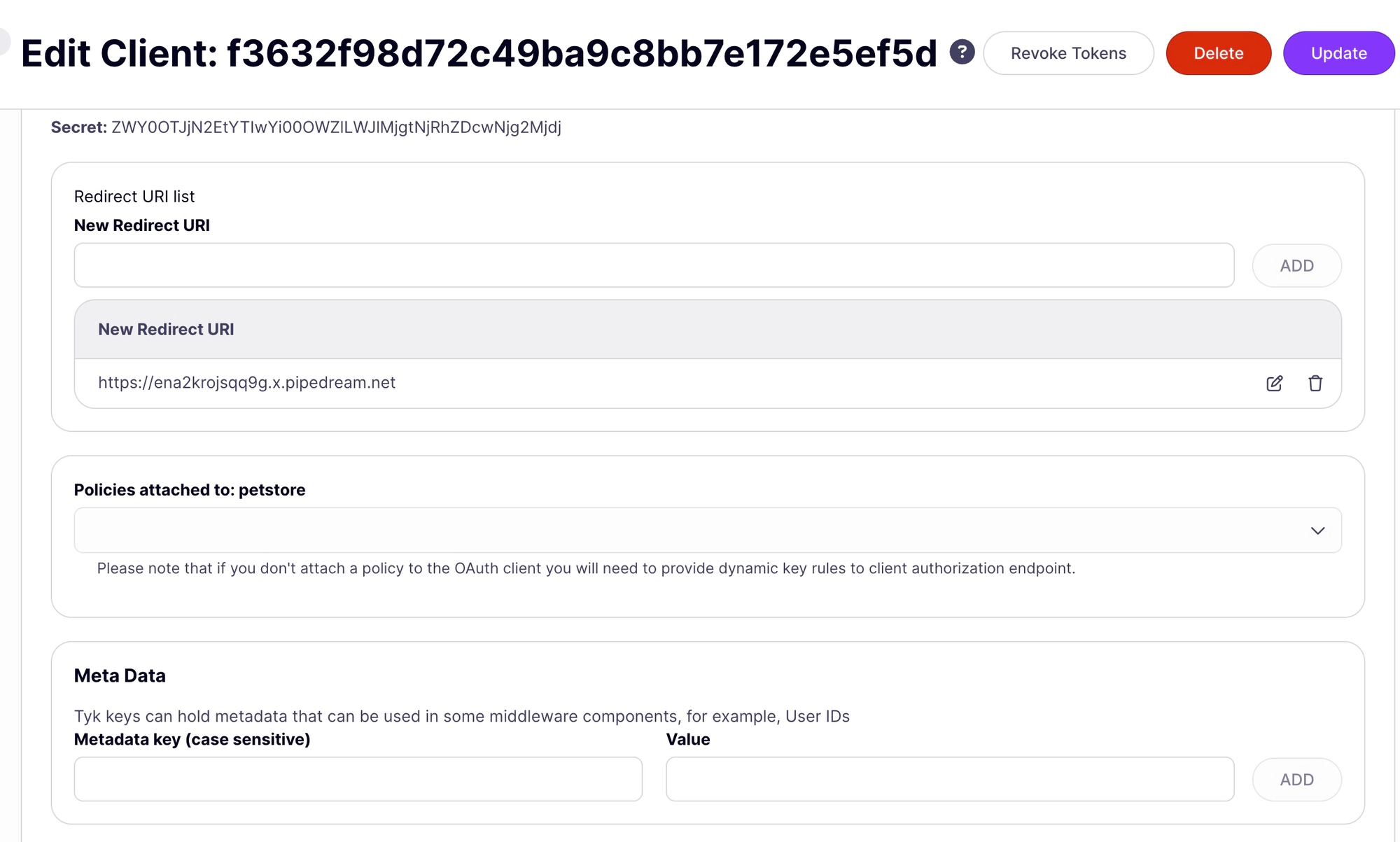 View client Id and client secret